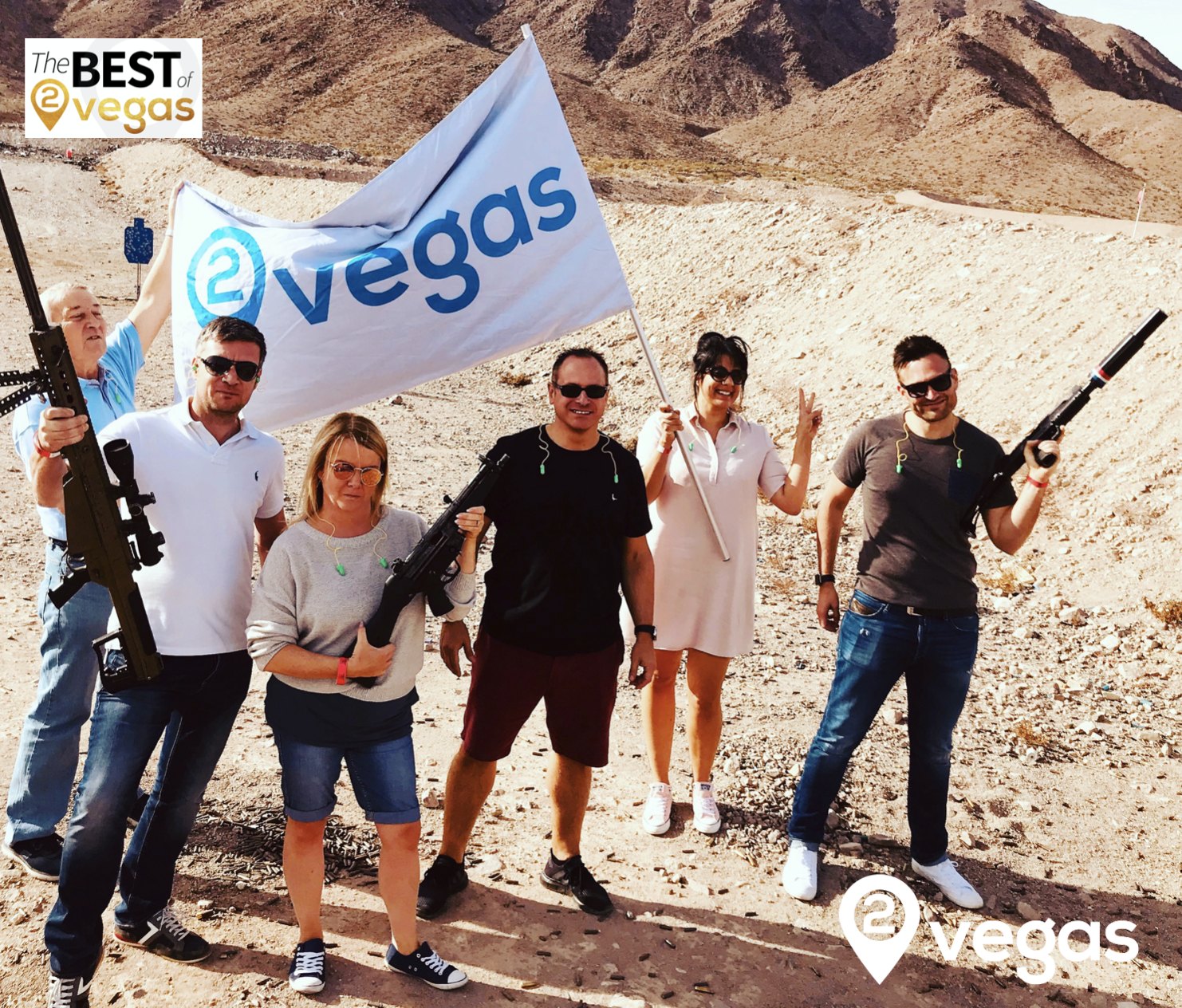 Team 2Vegas Desert Shooting in Las Vegas with the Flag